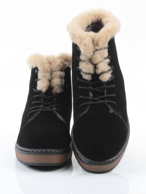 04-5606-3 BLACK Ботинки зимние женские (натуральная кожа, 100% шерсть)