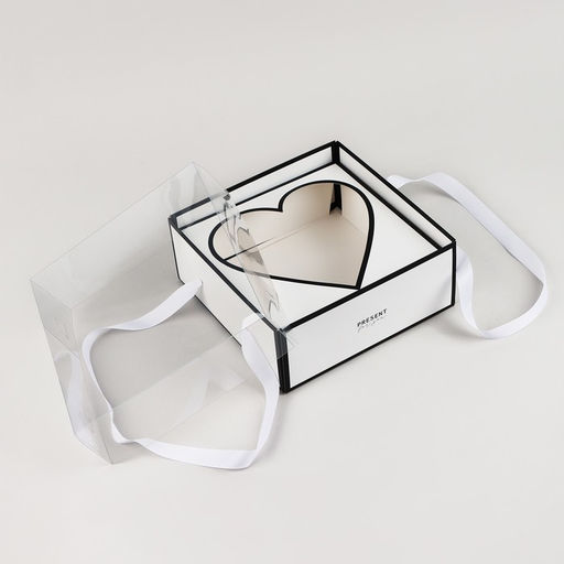 Коробка для цветов с фигурным вкладышем и пластиковой крышкой Present, 23.5 х 23.5 х 15 см