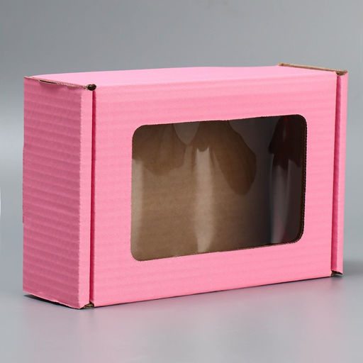 Цена за 5 шт. Коробка подарочная сборная с окном, упаковка, «Розовый», 24 х 8 х 16 см