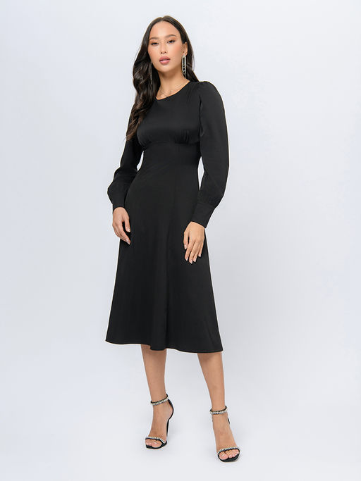УЦЕНКА.Платье черного цвета длины миди с длинными рукавами - 1001dress фото 2