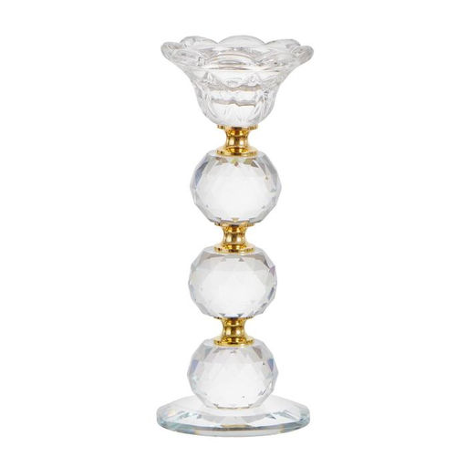 Стеклянный подсвечник на 1 свечу «Цветочек с тремя шарами», 18×7×7 см