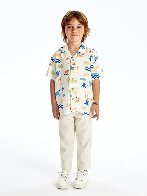 K?sa Kollu Bask?l? Erkek Bebek G?mlek