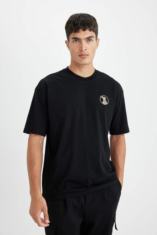 Футболка Oversize с круглым вырезом и короткими рукавами с принтом на спине - Defacto фото 4