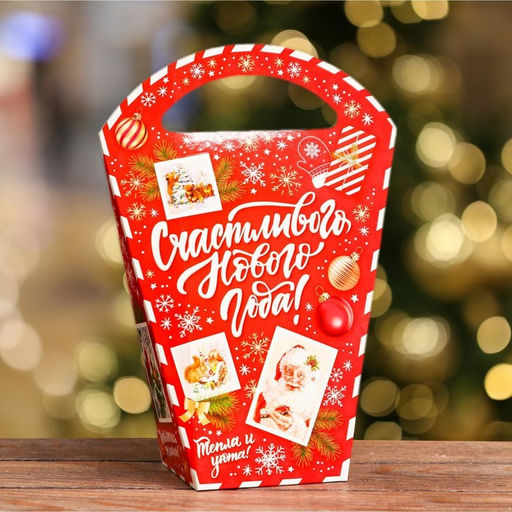 Цена за 5 шт. Коробка подарочная складная Новогодица красный 10/20 х 10 х 23 см - Simaland фото 6