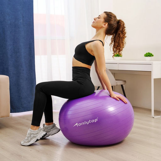 Фитбол ONLYTOP, d=85 см, 1400 г, антивзрыв, фиолетовый