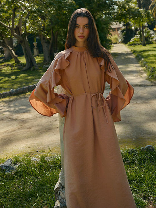 Dik Yaka F?rf?r Detayl? Elbise