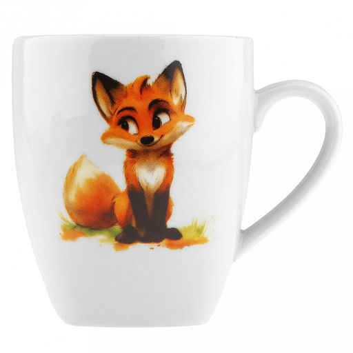 Набор посуды фарфоровый "Лисичка" 3 предмета: тарелка мелкая д175мм гладкий край, салатник д360мм, кружка 210мл, форма "Глория", подарочная упаковка (Россия)