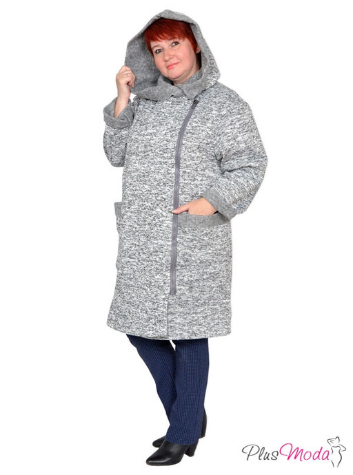 Пальто двубортное с капюшоном Модель №140 размеры 52-74 - Plusmoda фото 2