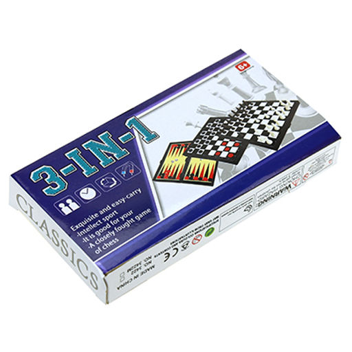 Шахматы "3 в 1" шахматы/шашки/нарды: доска пластиковая 18,8х18,8х1,4см, фигуры пластиковые, в коробке (Китай)