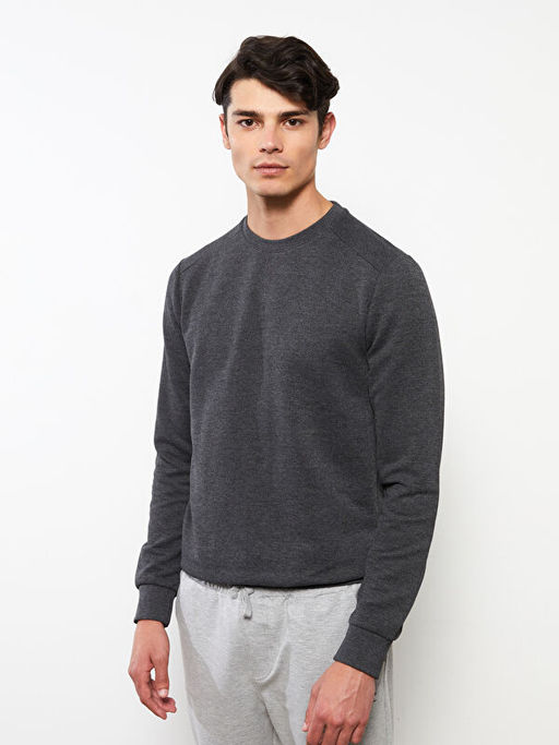 Bisiklet Yaka Uzun Kollu Erkek Sweatshirt