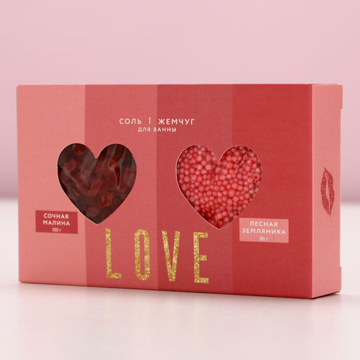 Подарочный набор Love, соль для ванны 100 г и жемчуг для ванны 80 г, Чистое счастье