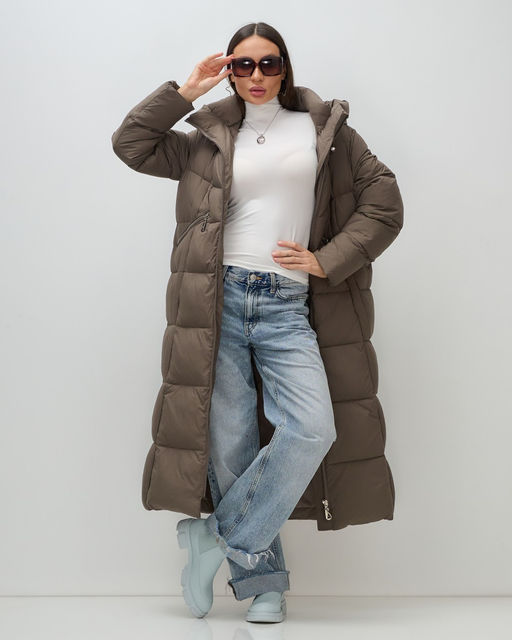 Пальто зимнее Visdeer 7729SK женское утепленное 240 г/м² светло-коричневое  фото 21