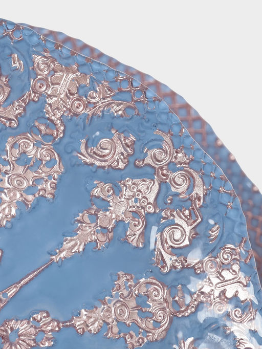 Фруктовница «ЭЛЕОНОРА БРОНЗА», d=21/28 см, стекло, голубая, розовая