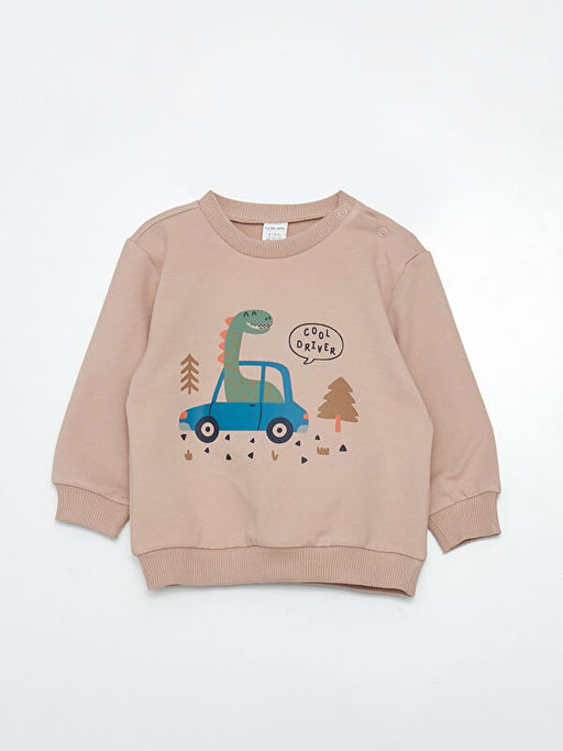 Bisiklet Yaka Uzun Kollu Bask?l? Erkek Bebek Sweatshirt 2li - Waikiki фото 2