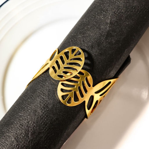 Кольцо для салфетки Лист, 4,54,55 см, цвет золотой - Simaland фото 3