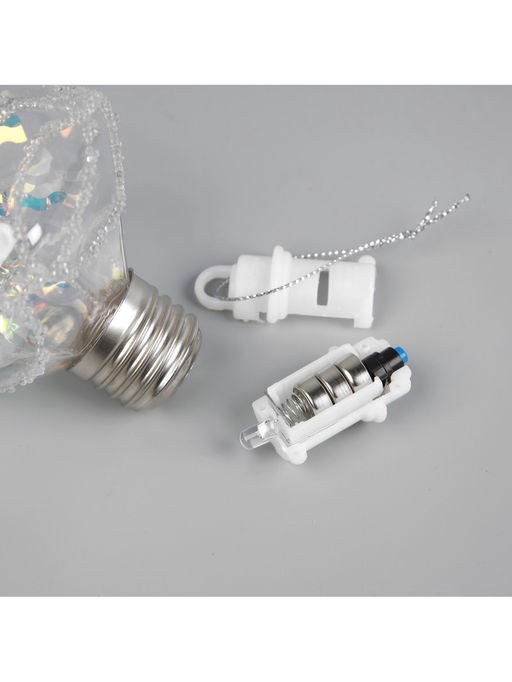 Ёлочный шар Морозный кристалл, 11х7.5 см, 1 LED, от батареек, свечение RGB - Luazon lighting фото 15