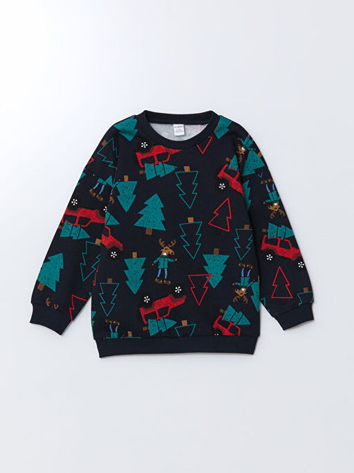 Y?lba?? Temal? Kal?n Erkek ?ocuk Sweatshirt