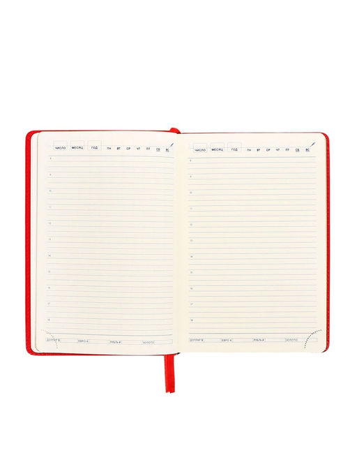 Ежедневник НЕдатированный А5, 136 листов в линейку, кожзам Небраска, золотой срез, красный - Calligrata фото 11