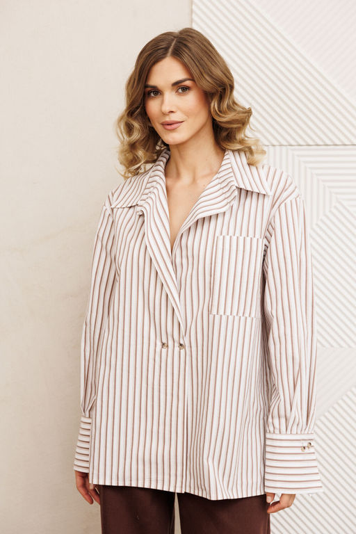 Костюм Gizart 5443 бело коричневый, шоколад джинс  фото 9