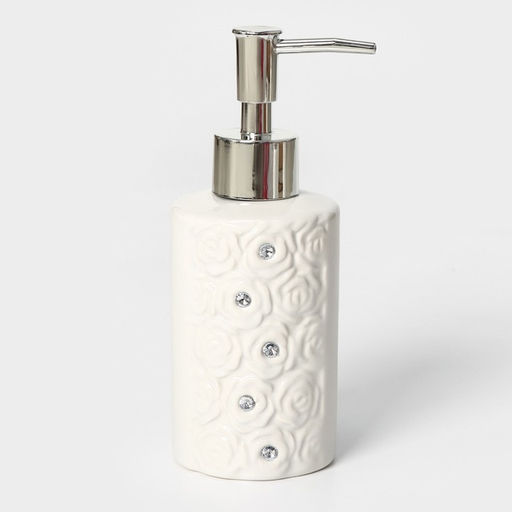 Набор аксессуаров для ванной комнаты Доляна Барельеф, 4 предмета, дозатор 280 мл, мыльница, 2 стакана, бежевый фото 2