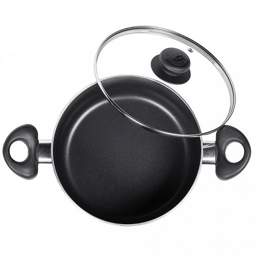 Kumir Кастрюля с антипригарным покрытием 2,5л, д20см, h8,6см, s2,5мм, штампованный алюминий, стеклянная крышка, бакелитовые ручки (Россия) - Домашняя мода фото 4