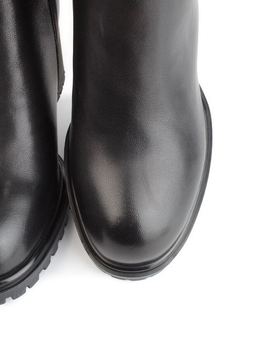 02-FI915-1M BLACK Сапоги зимние женские (натуральная кожа, байка, натуральный мех)