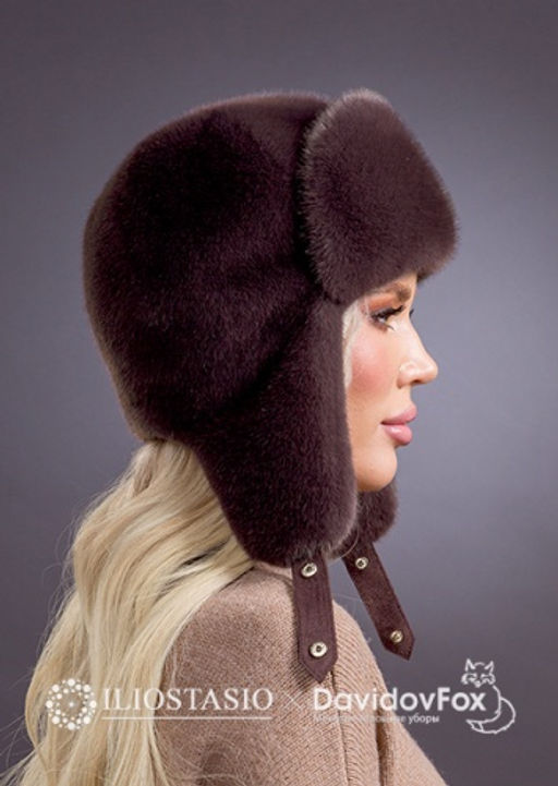 Шапка Ушанка экомех браун