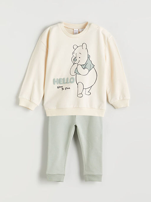 Winnie the Pooh Bask?l? Erkek Bebek Sweatshirt ve E?ofman Alt 2li