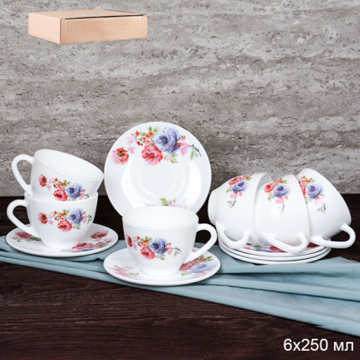 Чайный набор 12 предметов 220 мл картон / GB220/GD55-6A (7027) /уп 8/ Синяя роза - Галеонтрейд фото 7