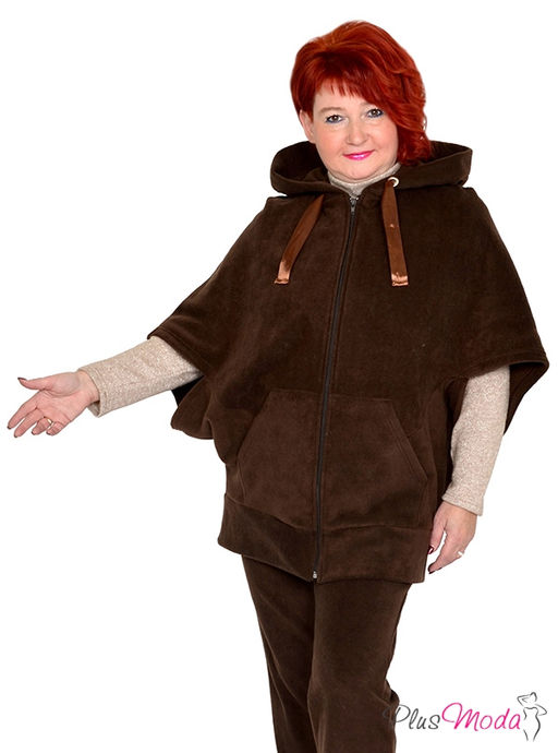Толстовка-пончо Модель №1443 размеры 44-84 - Plusmoda фото 6