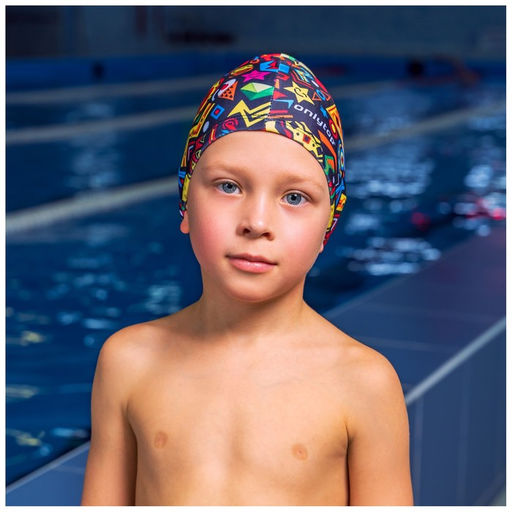 Цена за 2 шт. Шапочка для плавания детская ONLYTOP Fusion, тканевая, обхват 46-50 см