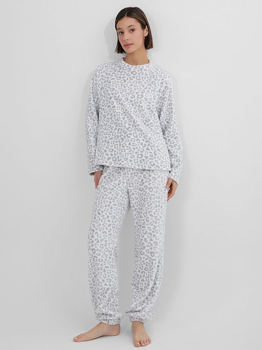 Комплект женский домашний белый с леопардовым принтом - Mark formelle фото 6