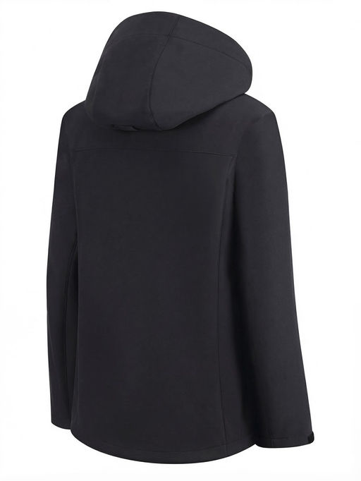 Ветровка женская софтшелл виндстоппер с капюшоном спортивная черного цвета 9616_1Ch