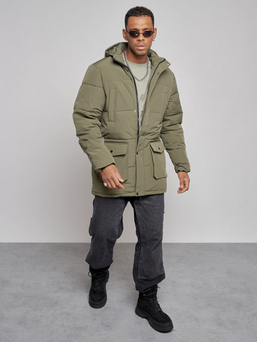 Парка мужская зимняя удлиненная молодежная зеленого цвета 807Z - Wonderrman фото 2