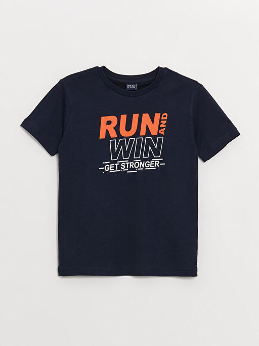 Bisiklet Yaka Bask?l? K?sa Kollu Erkek ?ocuk Ti??rt