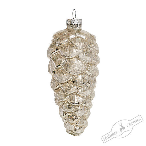 Шишка серебристая винтаж (стекло) 6х6х12,5 см