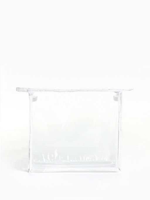Косметичка на молнии, треугольная, маленькая, прозрачная/белая