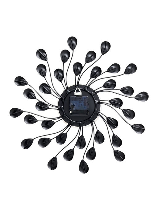 Часы настенные интерьерные Лепестки с кристаллами, серия: Ажур, бесшумные, плавный ход, 38?38 см, d=13 см, от батарейки 1?АА