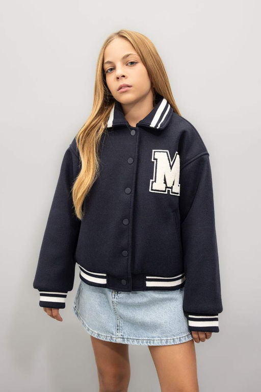 Пальто с воротником на молнии для девочек - Defacto фото 4