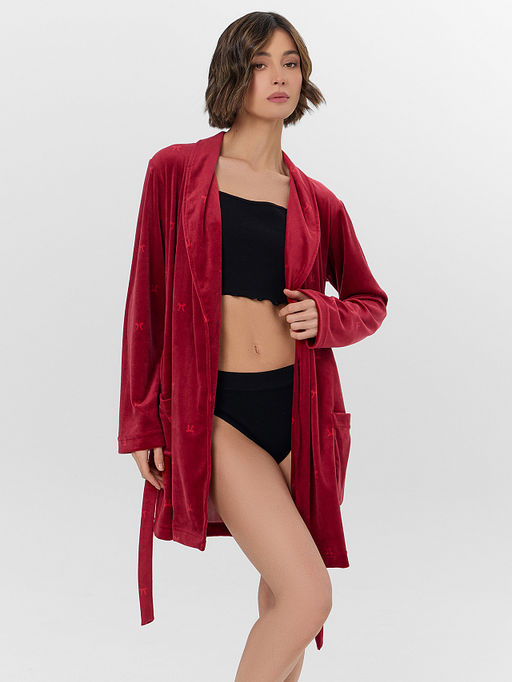 Халат женский красный с узором бантиков - Mark formelle фото 5