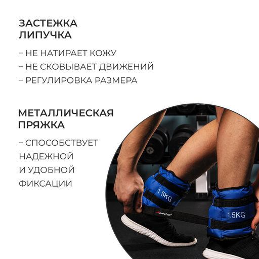 Утяжелители ONLYTOP, 2 шт. × 1.5 кг, цвет синий