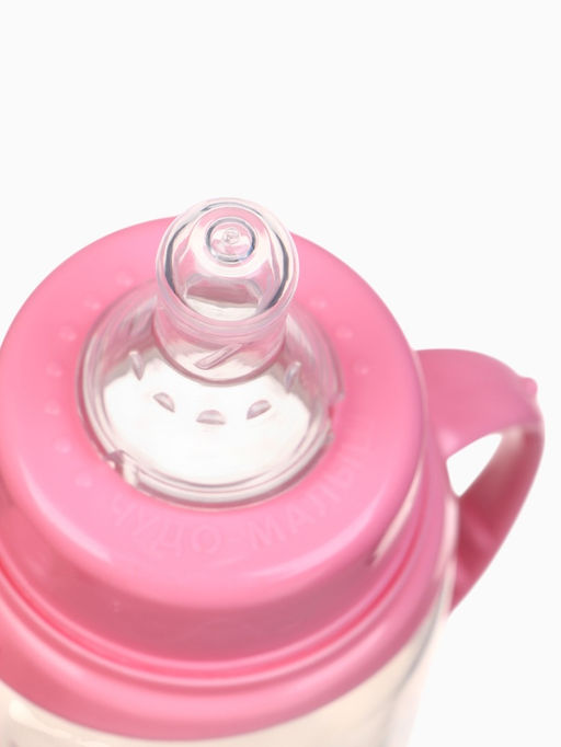 Бутылочка для кормления малыша M&B «Доченька», классическое горло, с ручками, от 0 мес., 150 мл., розовый