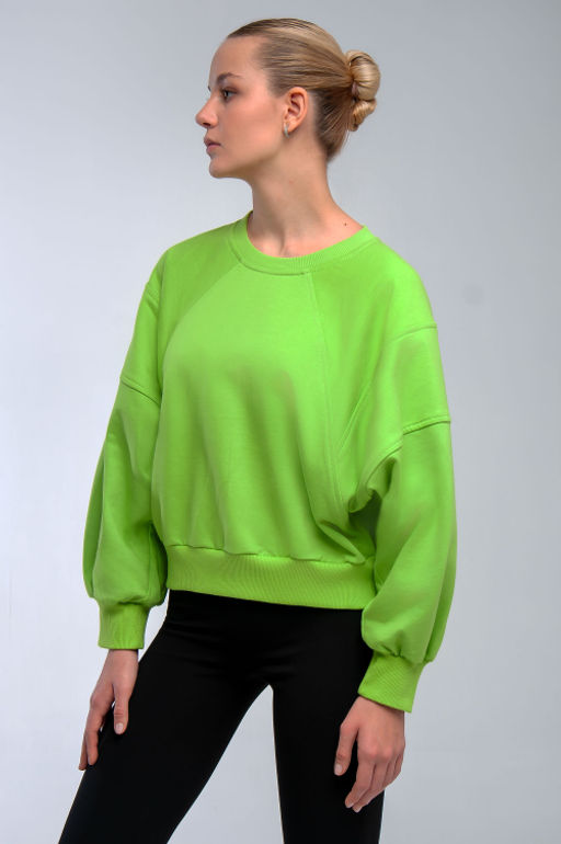 Арт. 15110/1 Свитшот женский укороченный one size (42-50) Цвет:салатовый - Калинка фото 4