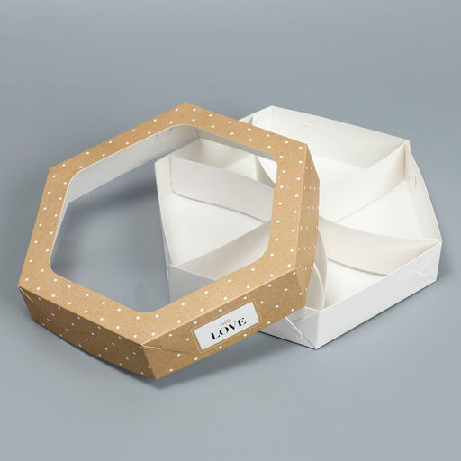 Цена за 5 шт. Упаковка кондитерская, «With love», 23 х 23х 4 см