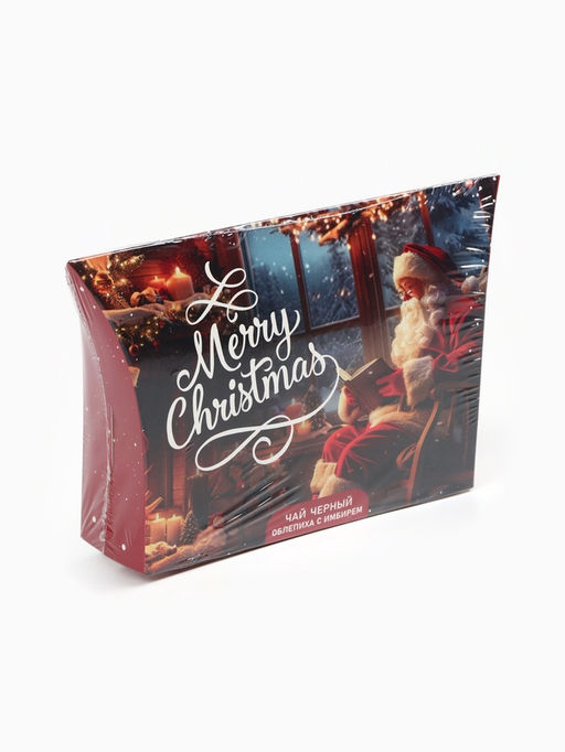 Цена за 2 шт. Чай новогодний подарочный, черный Merry Christmas, со вкусом облепихи с имбирем, 20 г - Фабрика счастья фото 2