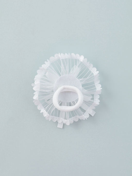 Цена за 6 шт. Бант для волос на резинке «Школьница», лучики серединка блеск, d=7 см, белый