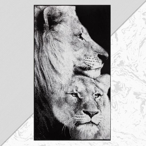 Полотенце махровое Этель «Львы» 70×130 см, 100% хлопок, 420 г/м², чёрно-белое