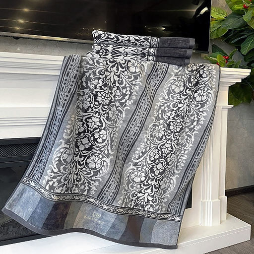 Missoni-3025 Полотенце махровое 50х90см, плотность 375гр/м2, 100% хлопок, велюр, серый (синий), Bolangde (Китай) - Домашняя Мода фото 4