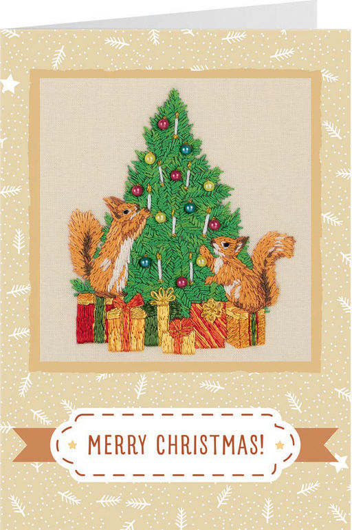 Набор для вышивания PANNA Живая картина JK-2272 Открытка. Бельчата 9.5 х 8 см