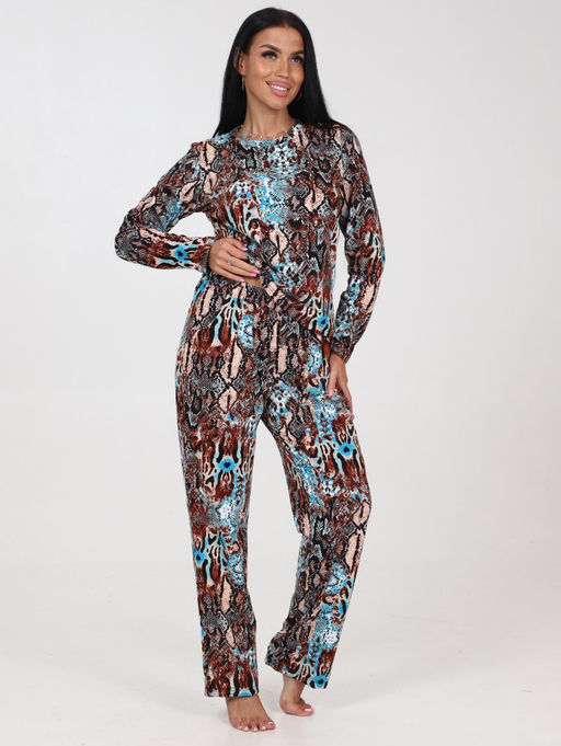 52 ЖЕНСКАЯ ПИЖАМА (брюки) (Коричневый (змея)) - А-дина фото 2